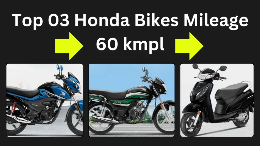 Top 03 Honda Bikes Mileage Above 60 kmpl